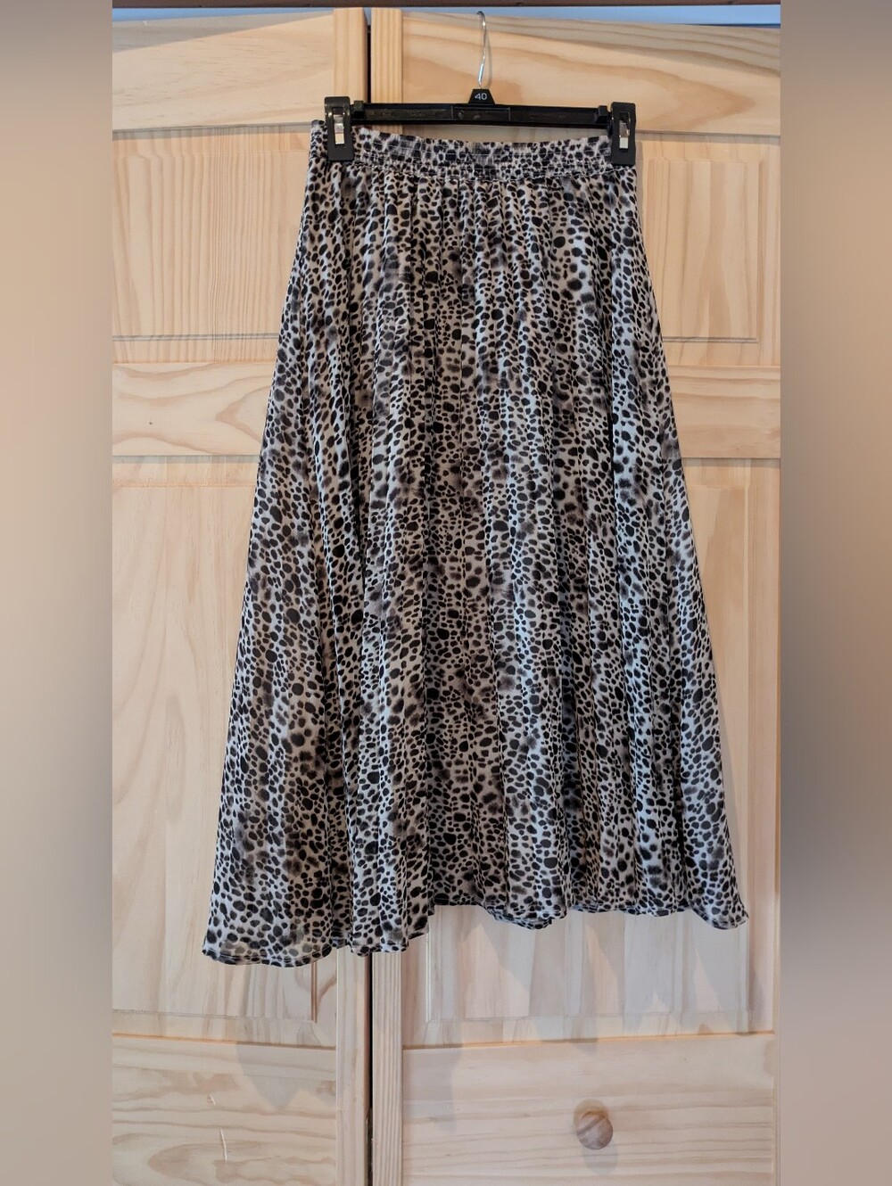 a new day Black & White Leopard Print A-Line Midi Skirt